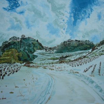 Peinture intitulée "Chemin de neige dan…" par Francis Lardé, Œuvre d'art originale, Huile Monté sur Châssis en bois
