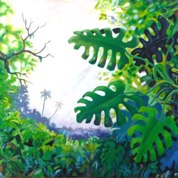 Pittura intitolato "jungle, paysage" da Francis Macard, Opera d'arte originale, Acrilico