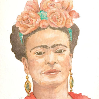 Картина под названием "Frida Kahlo" - Maria Francisca Falcão, Подлинное произведение искусства, Карандаш