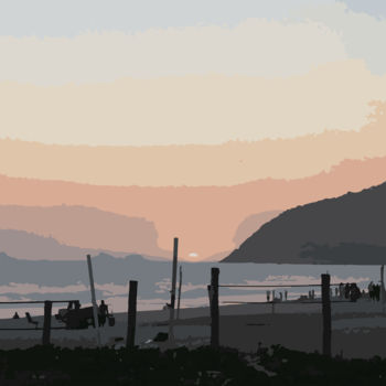 Digital Arts titled "Sunset at Leblon Be…" by Francisco Dias Leite, Original Artwork, Digital Painting