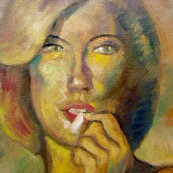 Painting titled "mulher fumando,óleo…" by Francisco Eduardo, Original Artwork