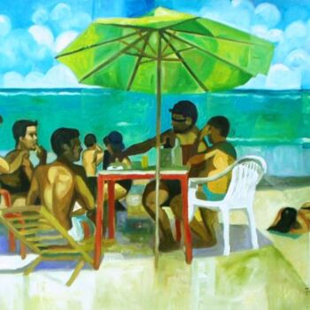 Painting titled "diversão na praia d…" by Francisco Eduardo, Original Artwork