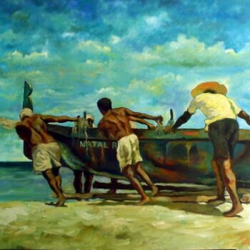 Painting titled "pescadores potiguar…" by Francisco Eduardo, Original Artwork