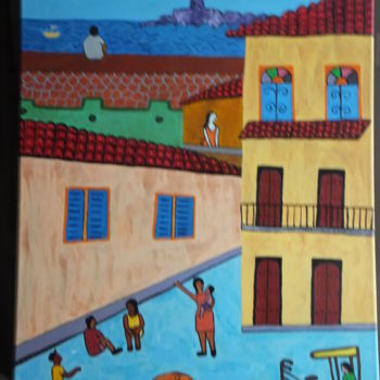 Malerei mit dem Titel "domingo-en-la-plaza…" von M.Tulù, Original-Kunstwerk, Acryl