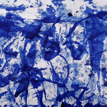 Peinture intitulée "des bleus peins en…" par Francisco Mendes, Œuvre d'art originale, Encre