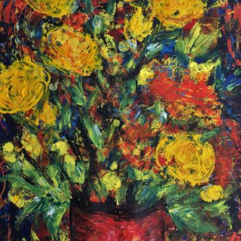 Painting titled "chrysanthème" by Francisco Mendes, Original Artwork, Acrylic