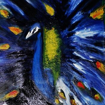 Pintura intitulada "le paon bleu" por Francisco Mendes, Obras de arte originais