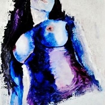 Painting titled "en bleu" by Francisco Mendes, Original Artwork
