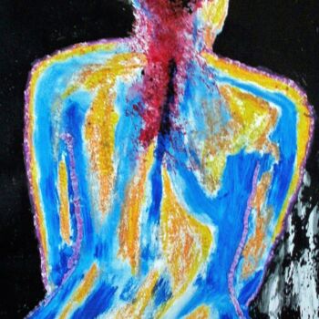 Painting titled "azoul" by Francisco Mendes, Original Artwork, Oil