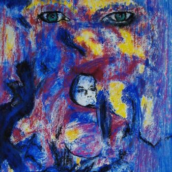 Pintura titulada "face au miroir" por Francisco Mendes, Obra de arte original, Pastel