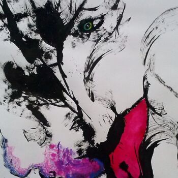 Картина под названием "cacher dans  l'ombre" - Francisco Mendes, Подлинное произведение искусства, Чернила