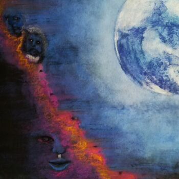 Malarstwo zatytułowany „lua azul” autorstwa Francisco Mendes, Oryginalna praca, Atrament