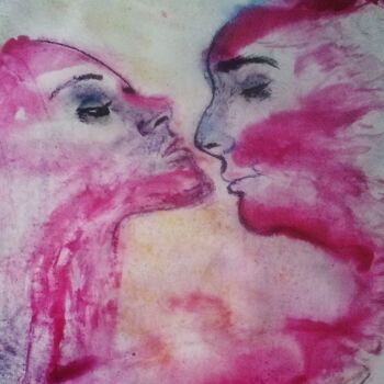 Peinture intitulée "embrasse moi" par Francisco Mendes, Œuvre d'art originale, Encre