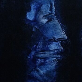 Malerei mit dem Titel "l'homme bleu" von Francisco Mendes, Original-Kunstwerk, Öl