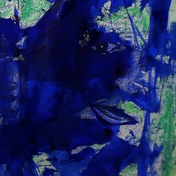 Peinture intitulée "azul cor da sodade" par Francisco Mendes, Œuvre d'art originale, Encre