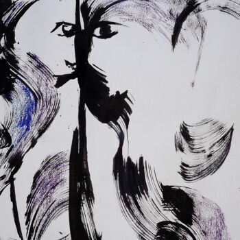 Painting titled "donne moi un Baiser" by Francisco Mendes, Original Artwork, Ink