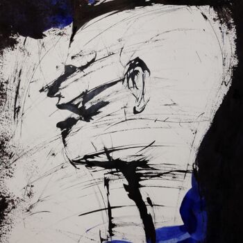 Peinture intitulée "du bleus et des  éc…" par Francisco Mendes, Œuvre d'art originale, Encre
