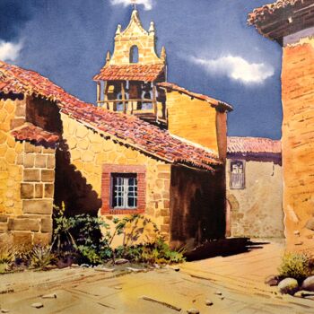 Peinture intitulée ""Sol de Castilla"" par Francisco Molina Balderas, Œuvre d'art originale, Aquarelle