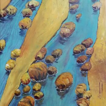 Картина под названием "On the beach 2" - Francisco Santos, Подлинное произведение искусства, Акрил