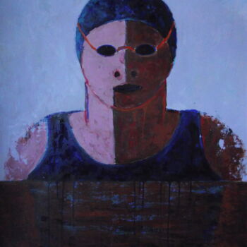 Painting titled "Blue Swimmer" by Francisco Serrano Gutierrez, Original Artwork, Acrylic