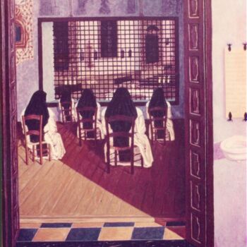 Peinture intitulée "ORACION EN EL CORO…" par Francisco Serrano Gutierrez, Œuvre d'art originale, Huile Monté sur Châssis en…