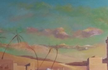 Malerei mit dem Titel "cena vilarejo árabe" von Francisco Lima, Original-Kunstwerk, Acryl