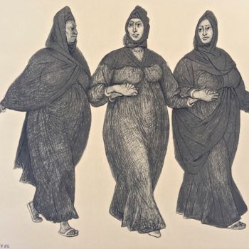 Incisioni, stampe intitolato "Impressions of Egip…" da Francisco Zuniga, Opera d'arte originale, Litografia