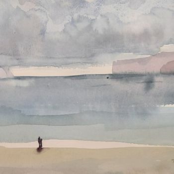 Painting titled "Horizon" by Francisco Cadete, Original Artwork, Watercolor