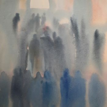 Painting titled "Street" by Francisco Cadete, Original Artwork, Watercolor