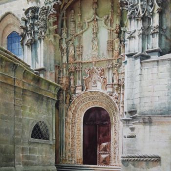 Pintura intitulada "Porta do convento C…" por Francisco Salgado Dias, Obras de arte originais, Aquarela