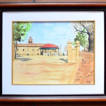 Painting titled "Antigua plaza de Sa…" by Francisco Guerra, Original Artwork, Oil