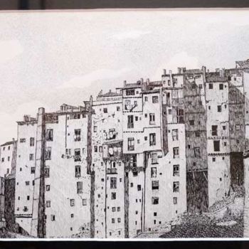 Рисунок под названием "Barrio de San Martí…" - Francisco Guerra, Подлинное произведение искусства, Другой