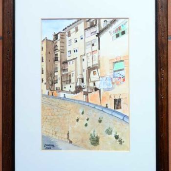 Peinture intitulée "Calle típica de Cue…" par Francisco Guerra, Œuvre d'art originale, Huile