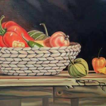 Pittura intitolato "Cesto de Legumes" da Francisco Torres, Opera d'arte originale, Olio