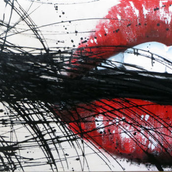 Peinture intitulée "Red lips" par Franciska Van Der Kolk, Œuvre d'art originale