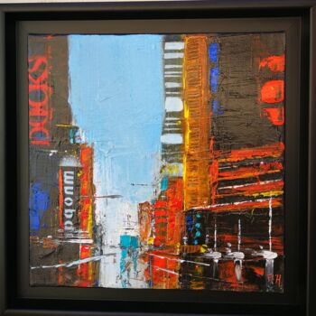Painting titled "coté docks 2" by Francis L'Huillier, Original Artwork, Oil Mounted on Wood Stretcher frame