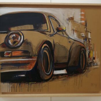 Painting titled "porsche 1" by Francis L'Huillier, Original Artwork, Acrylic Mounted on Wood Panel