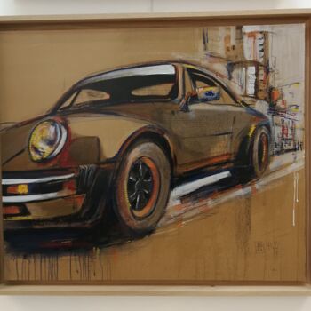 Pintura titulada "Porsche 2" por Francis L'Huillier, Obra de arte original, Acrílico Montado en Panel de madera