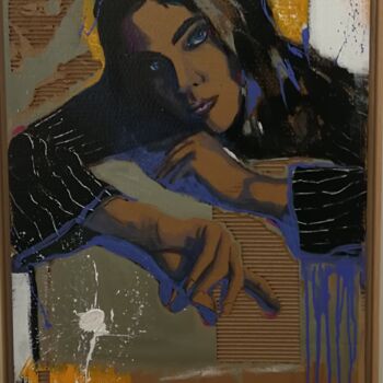Painting titled "regarde moi" by Francis L'Huillier, Original Artwork, Acrylic Mounted on Wood Panel