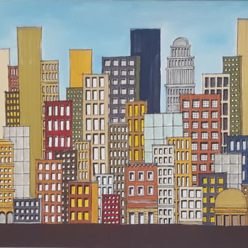 Peinture intitulée "new-york-de-jour.jpg" par Franck Célaire, Œuvre d'art originale, Acrylique