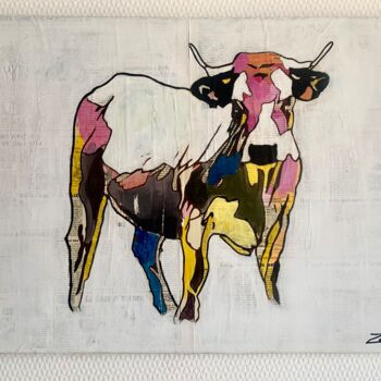 Malerei mit dem Titel "MEUH" von Franck Delapierre, Original-Kunstwerk, Acryl