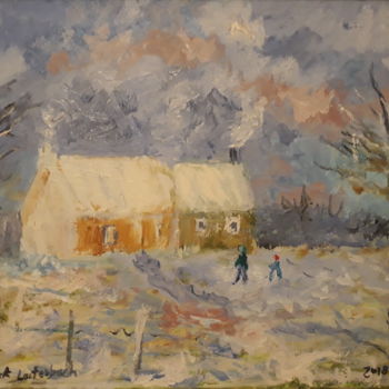 Painting titled "Neige a carantilly" by Franck Lauterbach, Original Artwork, Oil