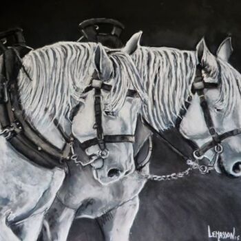 Drawing titled "chevaux-boulonnais2…" by Franck Lemasson, Original Artwork