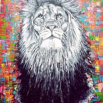 Painting titled "lion" by Franck Lemasson, Original Artwork, Acrylic