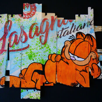 Peinture intitulée "Garfield Lasagna" par Franck Neuville, Œuvre d'art originale, Acrylique