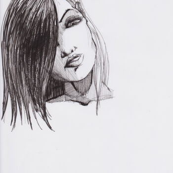 Drawing titled "Nice Face For Socia…" by Franck Renaud, Original Artwork, Ballpoint pen