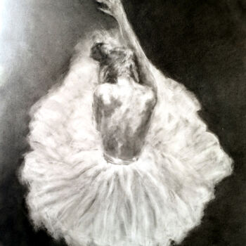 Drawing titled "Danseuse" by Franck Sanz, Original Artwork, Charcoal