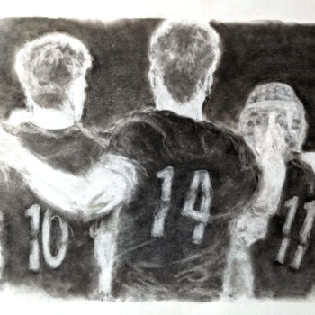 Dibujo titulada "Rugby 1" por Franck Sanz, Obra de arte original, Carbón
