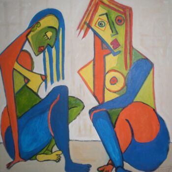 Pintura titulada "pers-les-2-amies-80…" por Franck Vidal, Obra de arte original, Acrílico