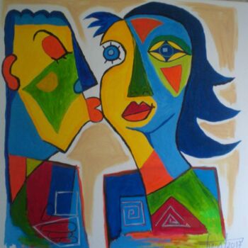 Painting titled "pers-le-bisou-80x80…" by Franck Vidal, Original Artwork, Acrylic